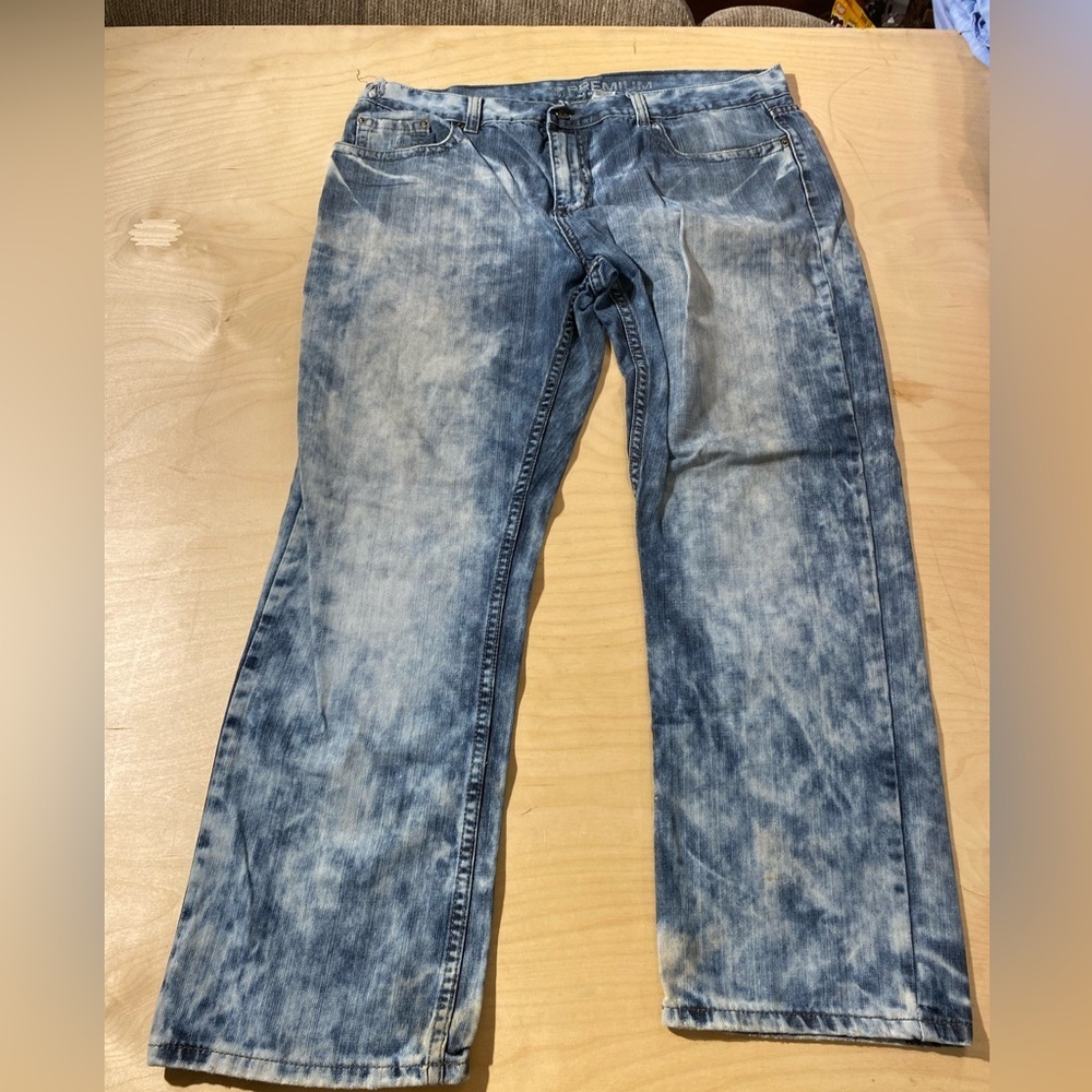 Premium Slim Straight Men's Blue Jeans 38 x 30 (LO)
